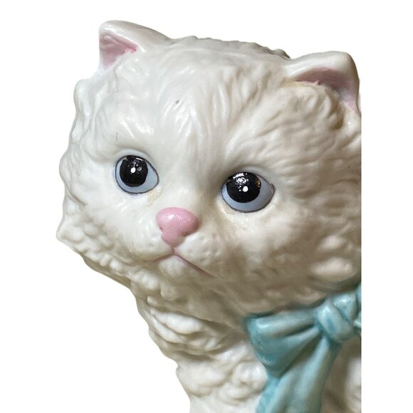 HOMCO White Persian Kittens Cats Figurines Pink Blue Bows Taiwan 1428 set of 2 - Picture 4 of 13